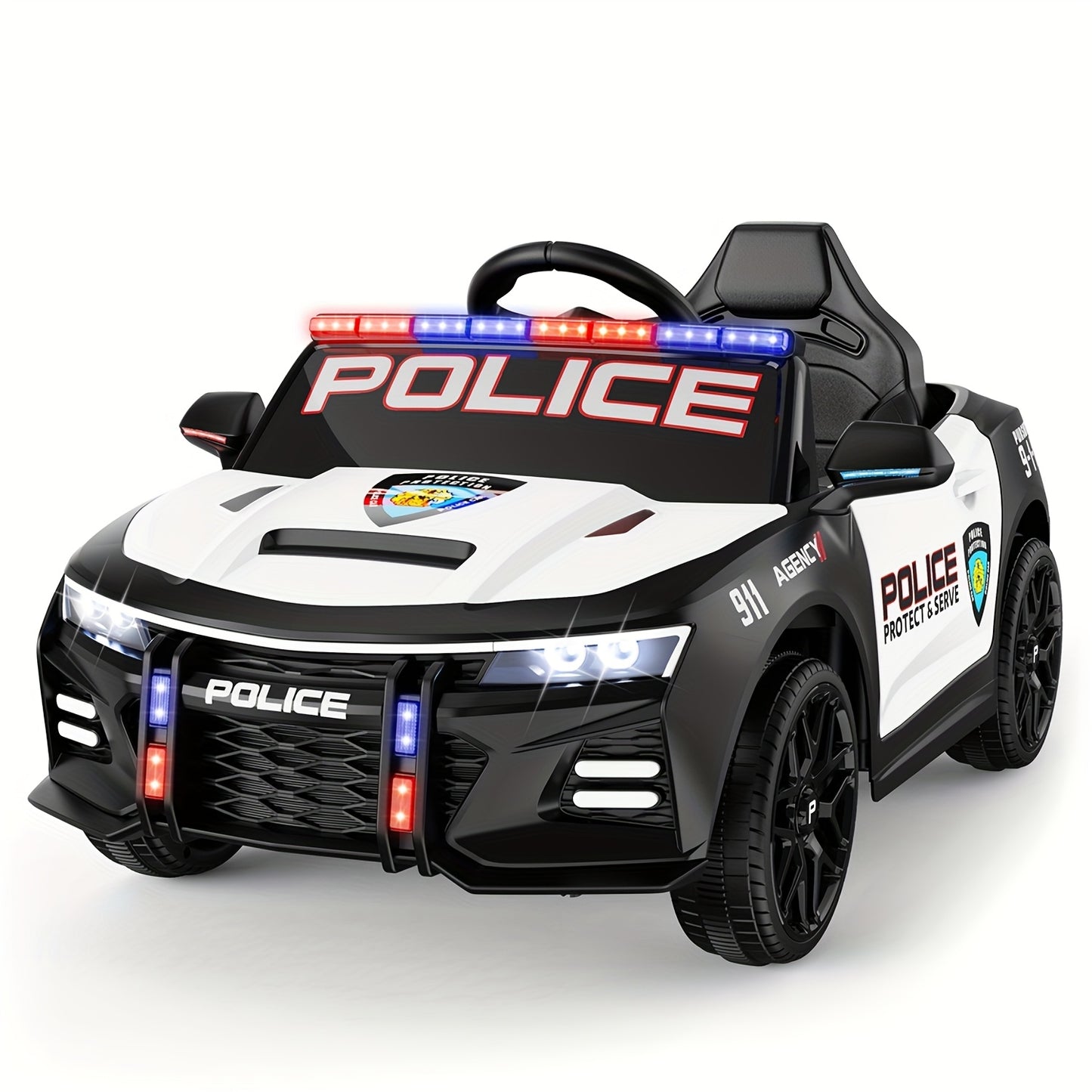 JOYSTROLL 12V Kids Police Ride-On Car w/ Remote, Siren & Music | 1-Seater