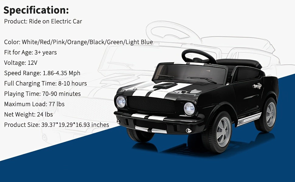 Lil Drivers 12V Toddler Ride-On Car w/ Remote, Lights & Safety Belt | 1-Seater