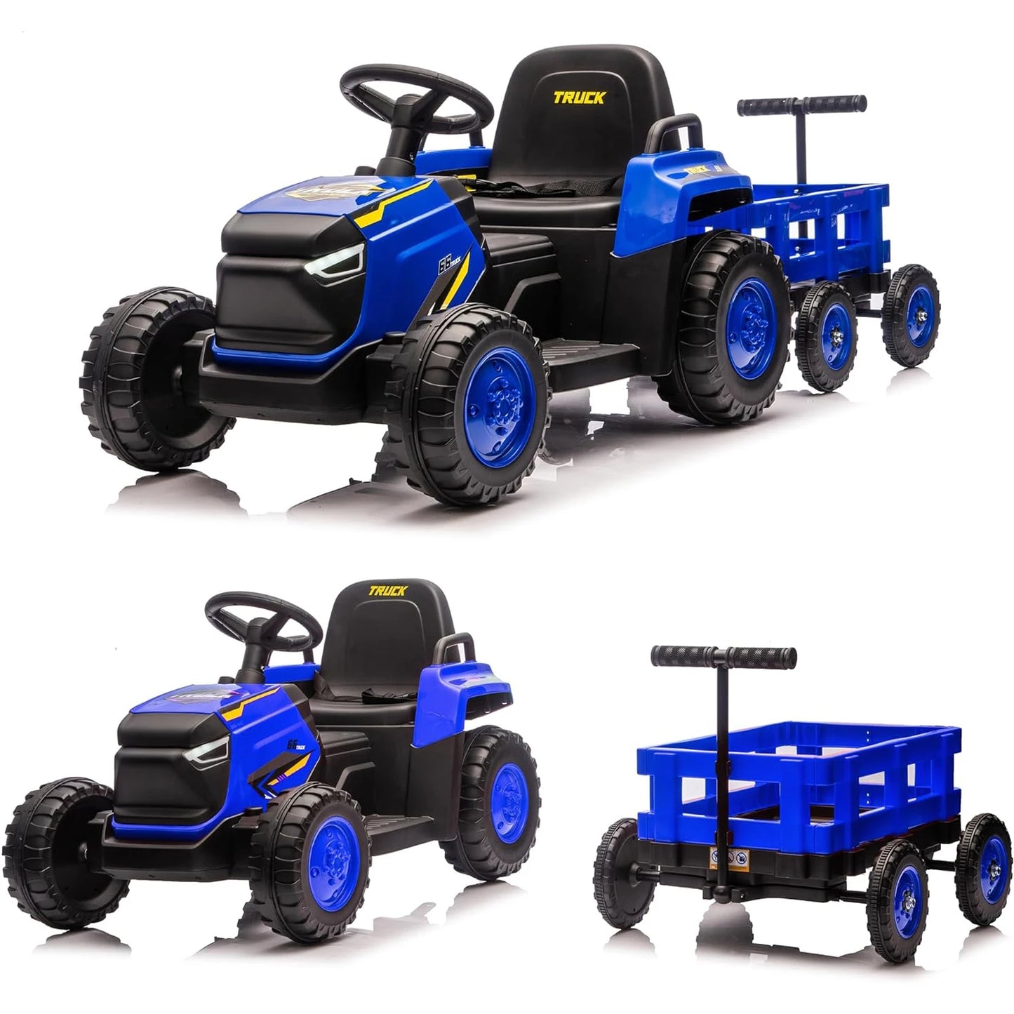 12V Kids Ride-On Tractor with Trailer (Ages 3–8) | Toddlers Ride on Tractor with Detachable Trailer