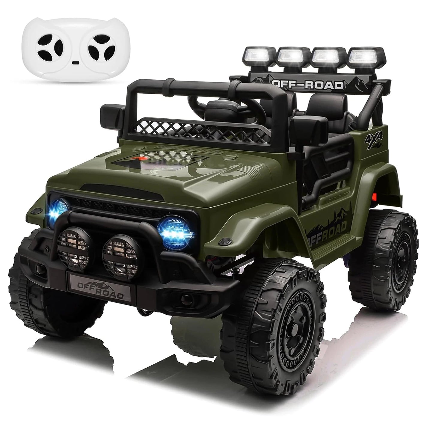 Kids Rider Premium 12V Kids Jeep Ride-On Truck w/ Remote & LED Lights | Off Road Drive
