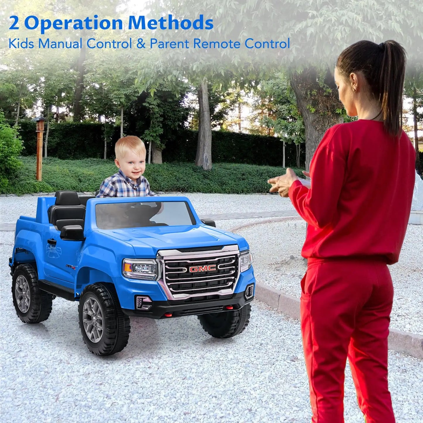 Licensed GMC 24V 2-Seater Kids Ride-On Truck for Kids w/ Remote & LED