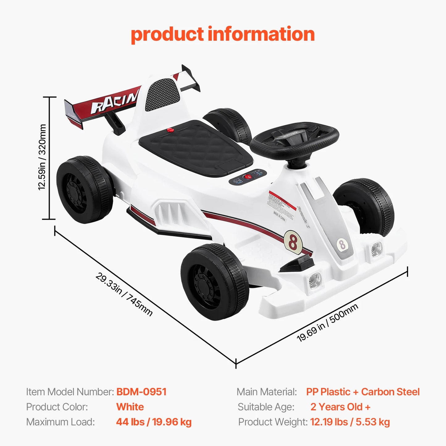 6V Electric Pedal Go Kart for Kids Ages 2–6 | LED Lights | Kids Rider