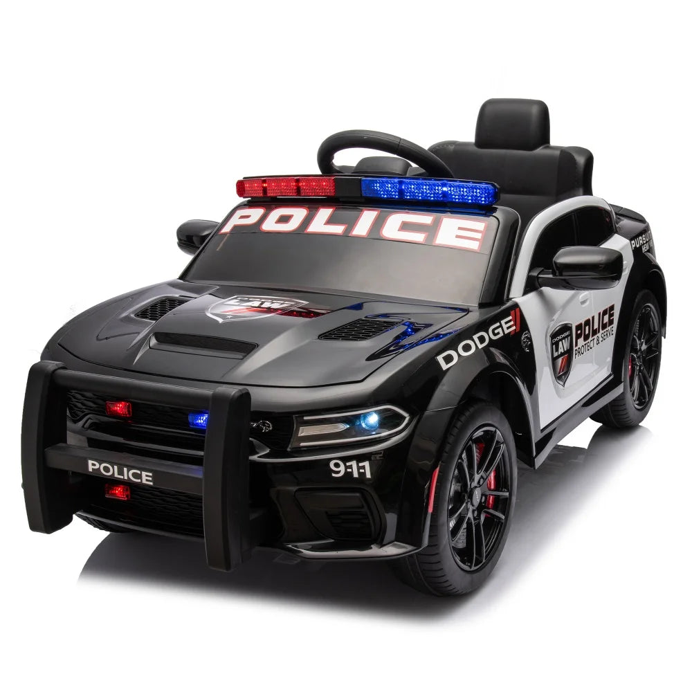 12V Kids Ride-On Cops/Police Car for Kids w/ Remote, Bluetooth & LED Lights | 1-Seater