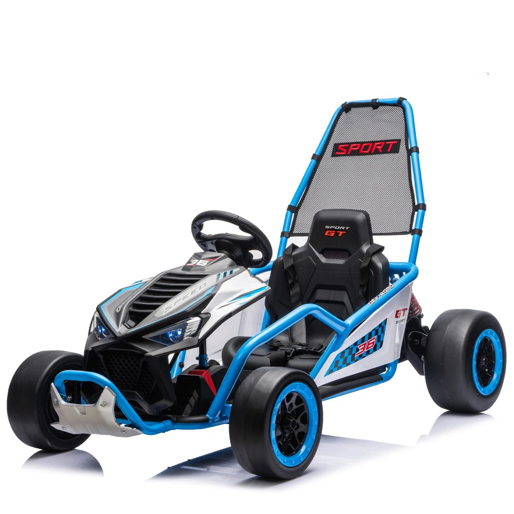 24V Crazy Drift Go Kart | 400W Powerful Ride-On | 5–7.5 MPH W/Protective Roll Cage & EVA Front Tires( Age: 5-14Y)