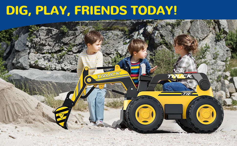 12V 4WD Kids Ride-On Excavator with Remote | Age 3-8 (Best Gift Gift for Kids)