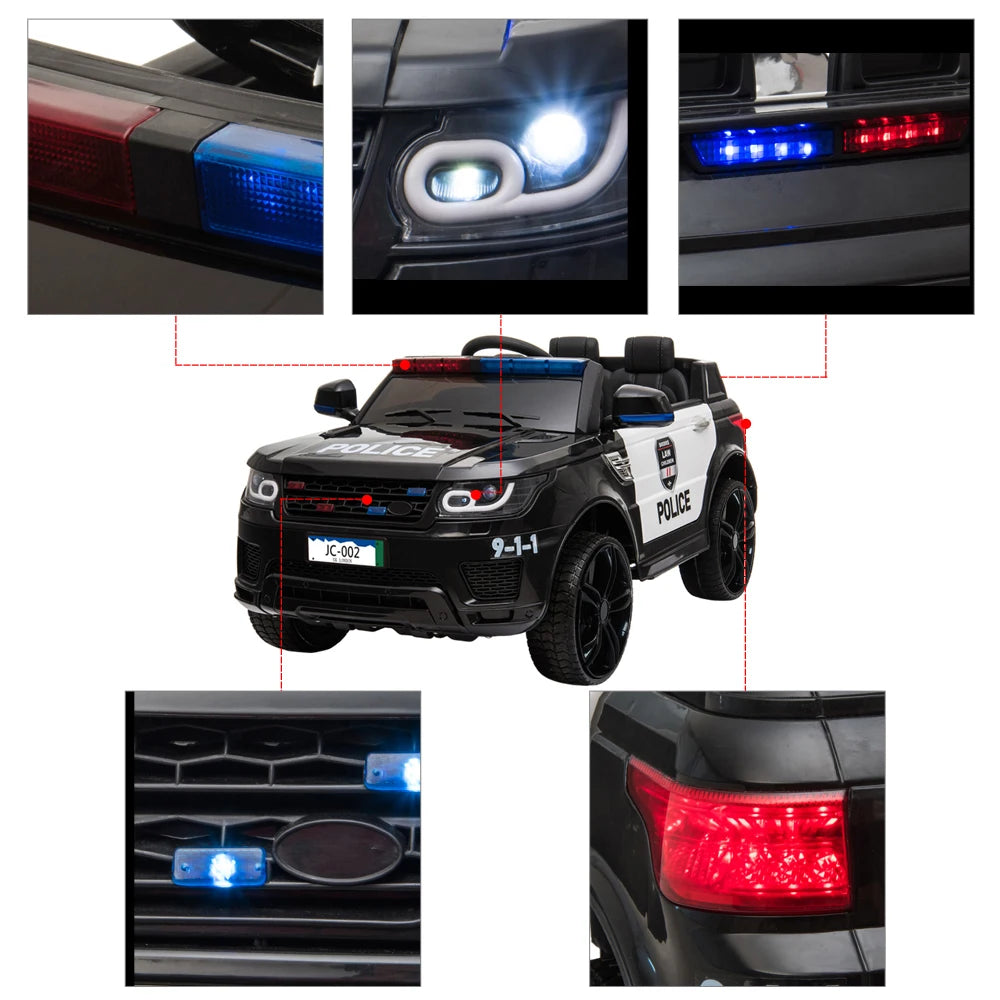 12V Big Kids Police Ride-On Car w/ Remote, Music & LED | 4Wheel Drive | 1-Seater