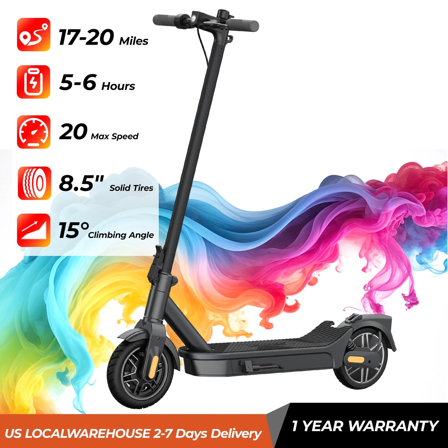 E8-10 Foldable Electric Scooter for Adults | 20 MPH & 40-Mile Range |1000W Peak | Kids Rider
