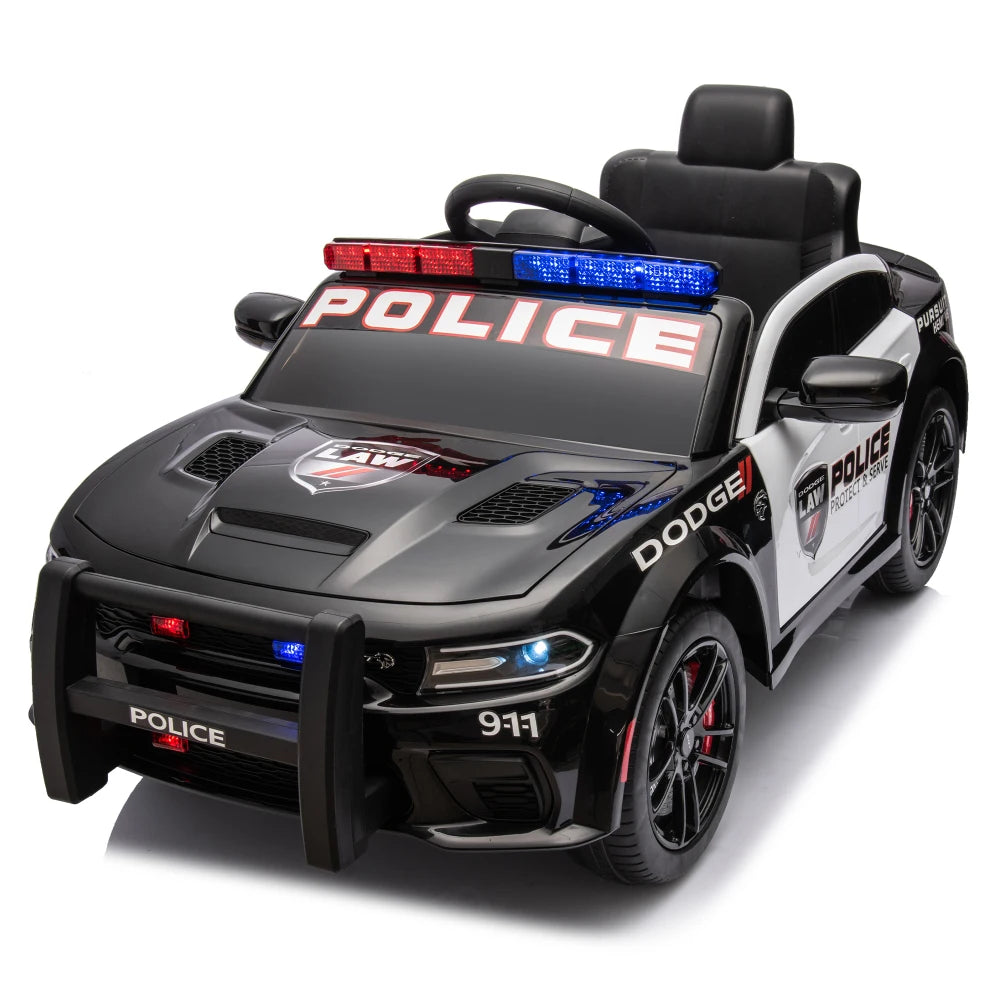Licensed Dodge Charger 12V Kids Ride-On Police Car w/ Remote & Lights