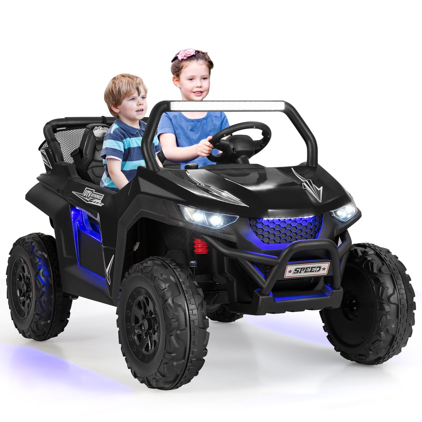 COSTWAY 12V 2-Seater UTV Ride-On Car w/ Remote & Music | Kids Toy