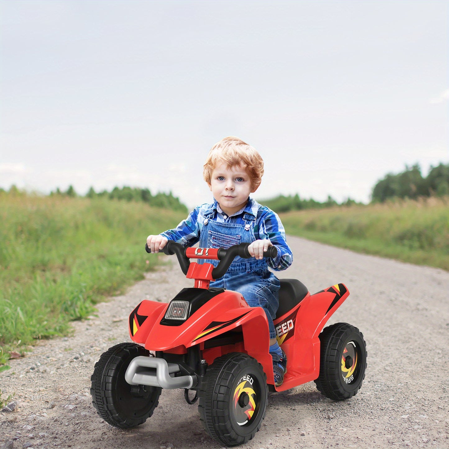 HOMASIS 4WD Kids Electric Quad ATV w/ Parent Lock & Charger | Red