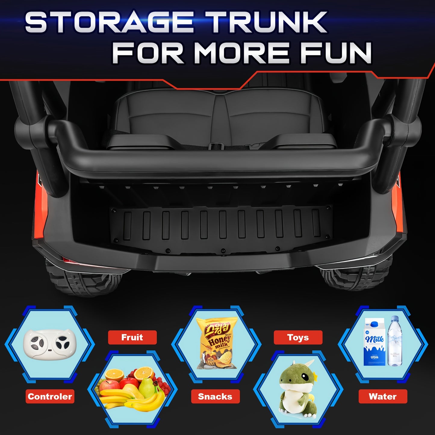 24V Ride On UTV - 4x4 Off-Road UTV W/ 3-Speed Remote Control, 4WD