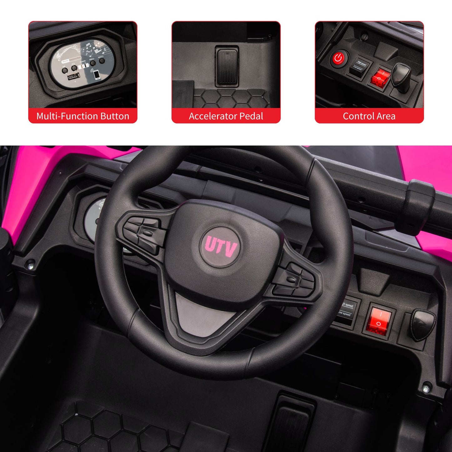 24V Electric UTV Ride-On Buggy for Big Kids( 5+ Years) - All-Terrain Kids UTV