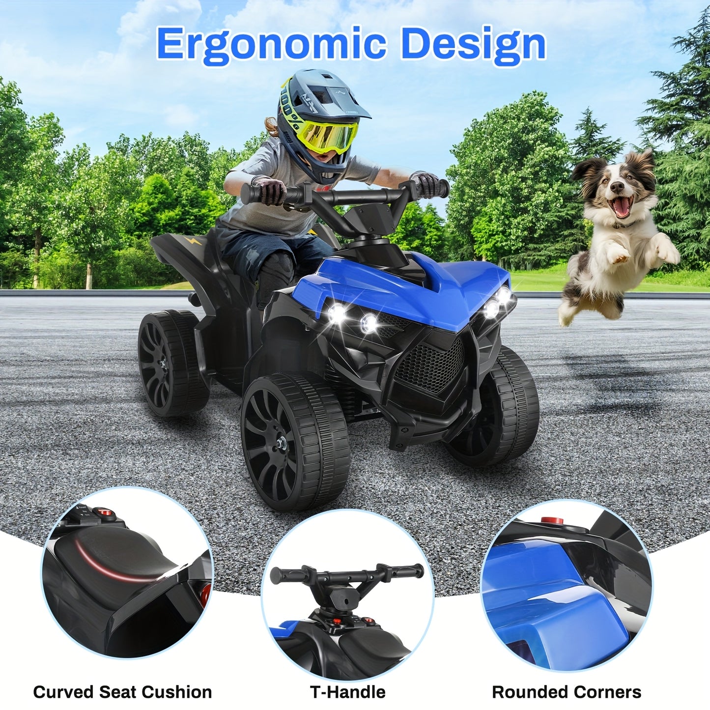 Kids Electric Quad ATV with Headlights & Pedal Accelerator - 36V Power | All-Terrain - Ideal Birthday/Christmas/Hallowen Gift