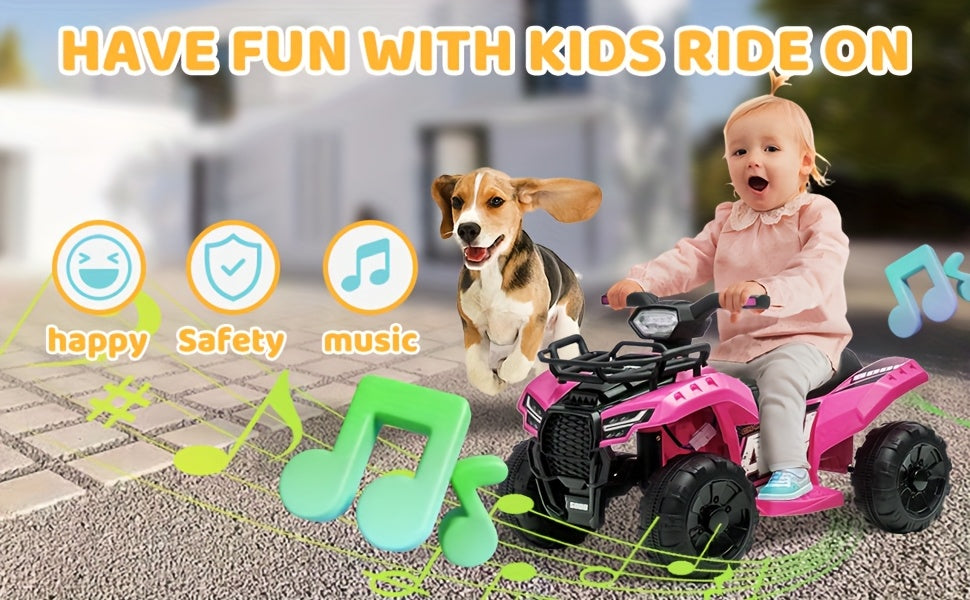 6V Kids Quad ATV w/ Push-Button Go & Treaded Tires - 4-Wheeler Quad ATV