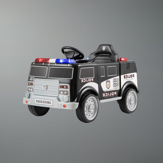 12V Kids Police Ride-On Truck w/ Siren, Music & Storage | 1-Seater