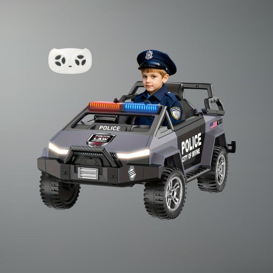 24V Kids Police Cyber Truck w/ Parent Remote, Siren & LED Lights | 2-Seater