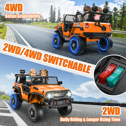HOMDOX 24V 2-Seater Kids RC Ride-On Jeep w/ Dual Motors & Remote
