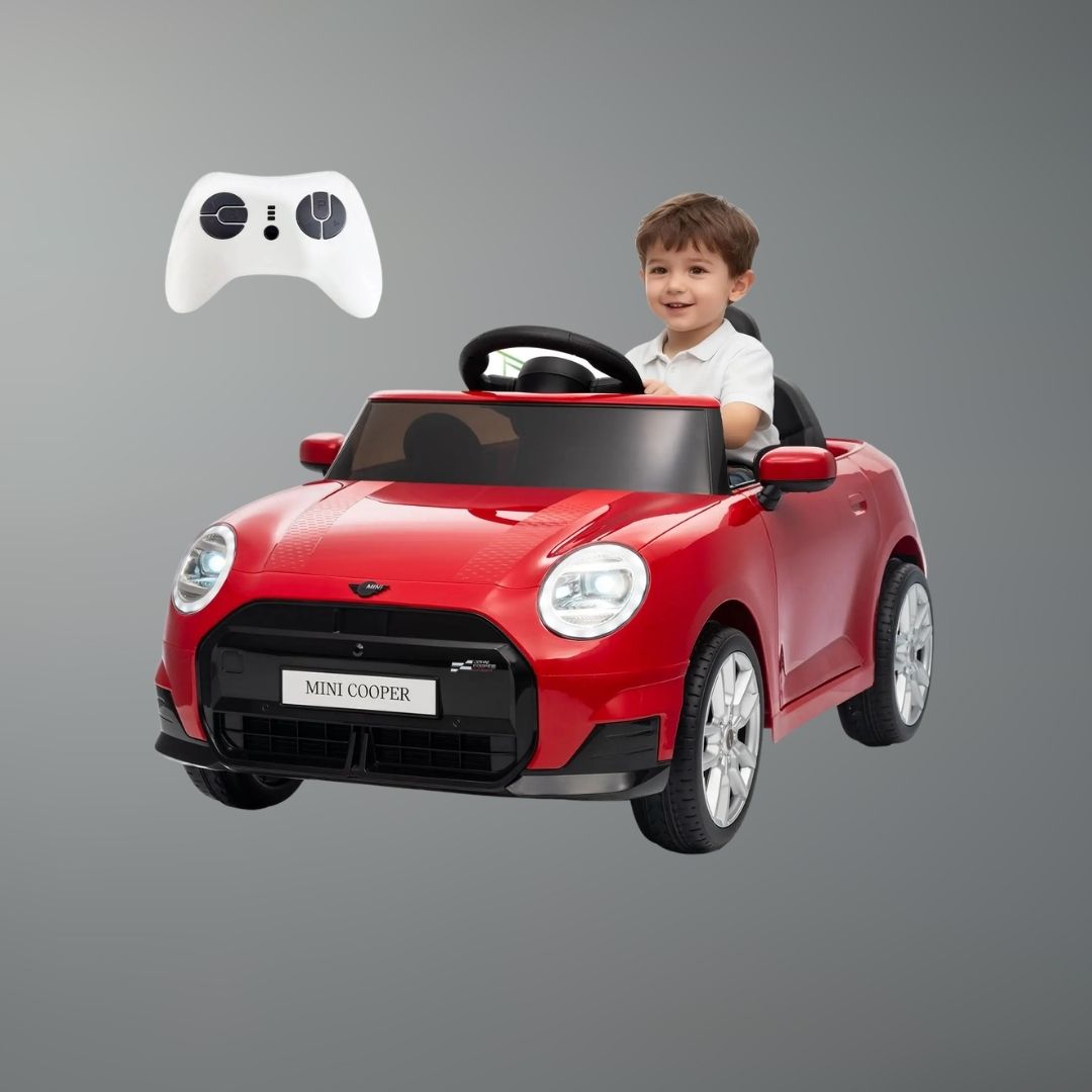 12V Mini Cooper Ride on Car Toy For Kids | Battery-Powered Electric Driving Car for kids With Parental Control