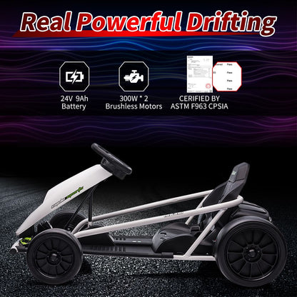 24V Kids/Teens Go-Kart | High-Speed Drifting Ride-On Car - Outdoor Ride for 6-14 Years