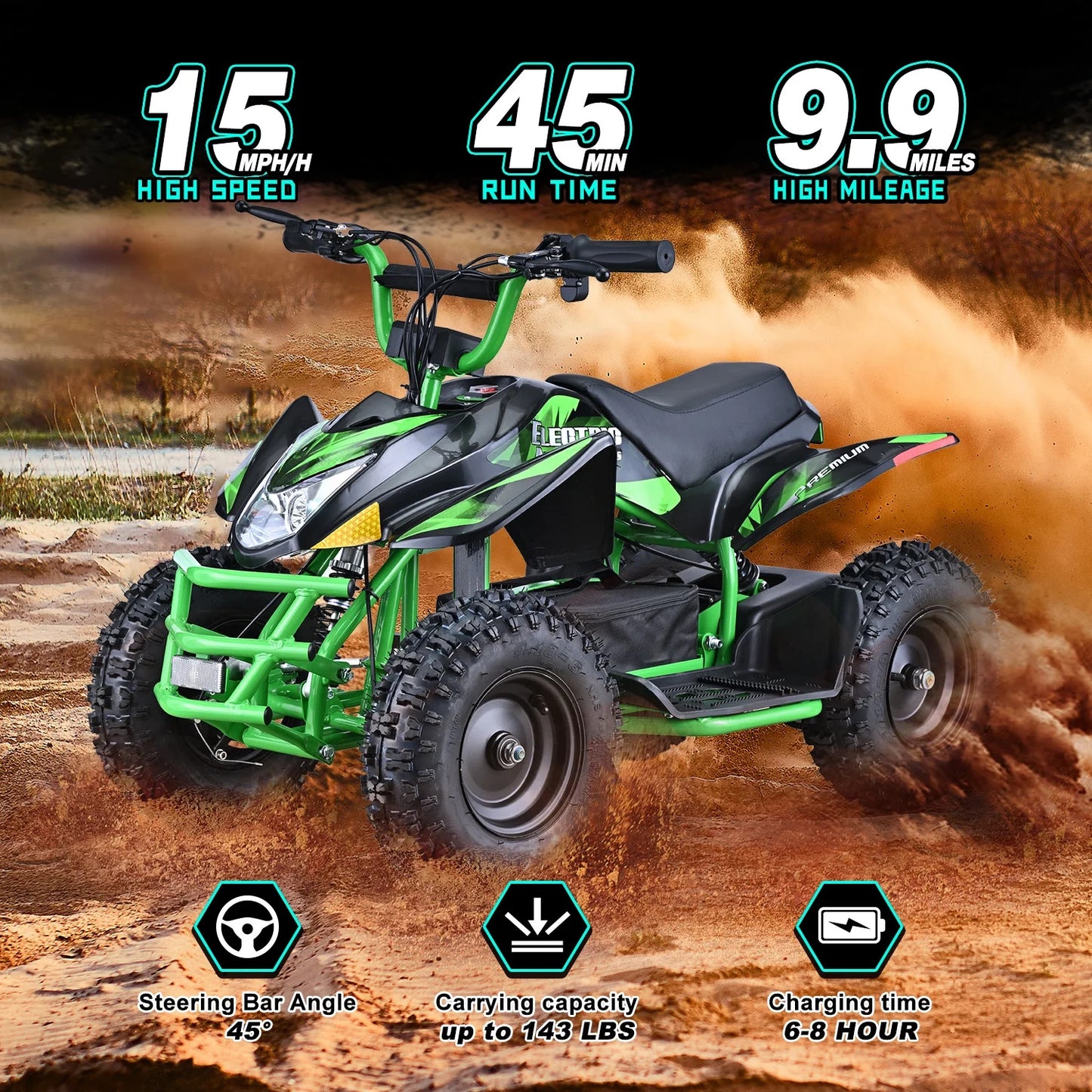 Hoverheart 36V 500W Electric ATV Dirt Quad w/ Disc Brakes | 15 mph