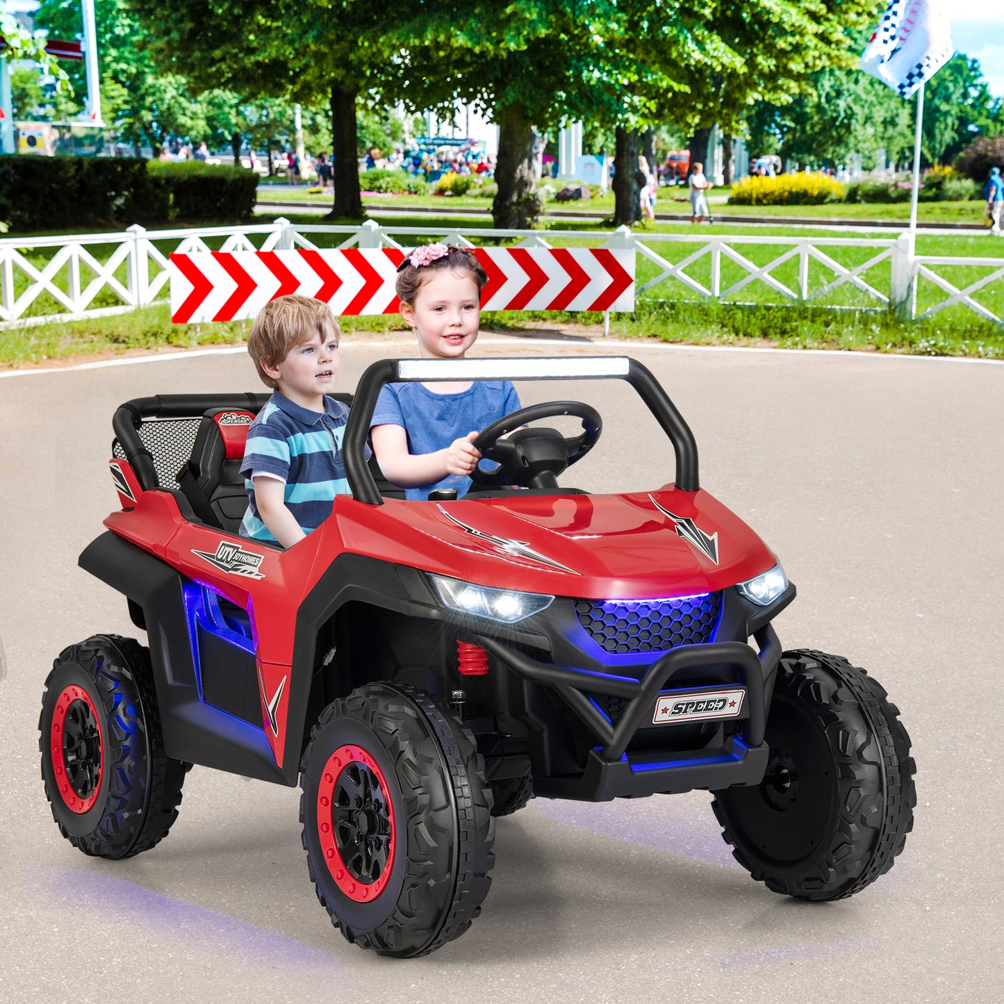 COSTWAY 12V 2-Seater UTV Ride-On Car w/ Remote & Music | Kids Toy