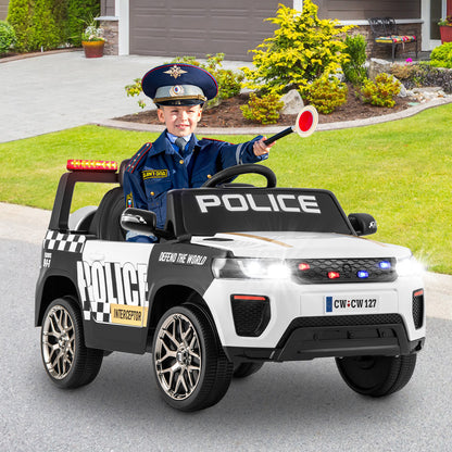 COSTWAY 12V Kids Police Ride-On Car w/ Remote & LED Lights | 1-Seater