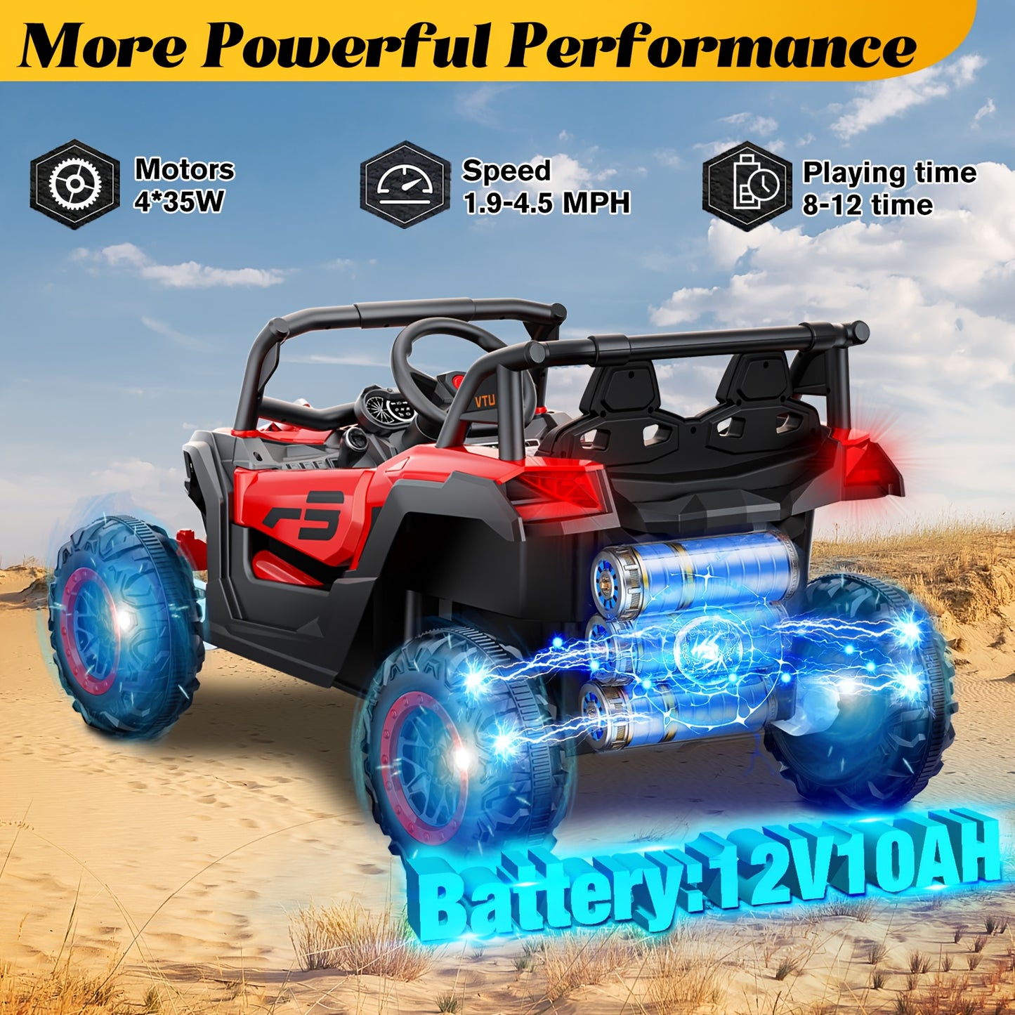 12V Ride on UTV Car, Licensed Can-Am Electric Off-Road UTV Car - 4WD