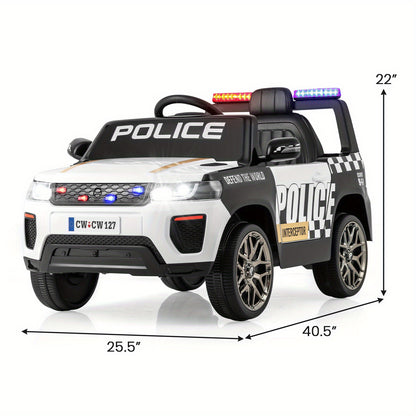 COSTWAY 12V Kids Police Ride-On Car w/ Remote & LED Lights | 1-Seater