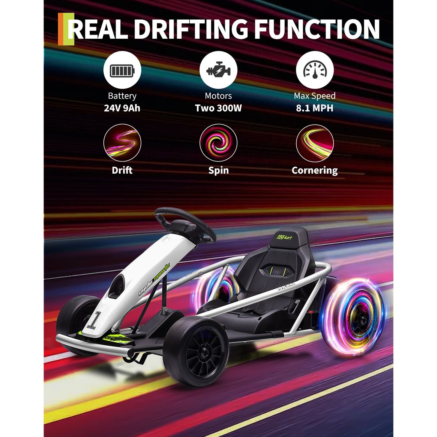 24V Kids/Teens Go-Kart | High-Speed Drifting Ride-On Car - Outdoor Ride for 6-14 Years