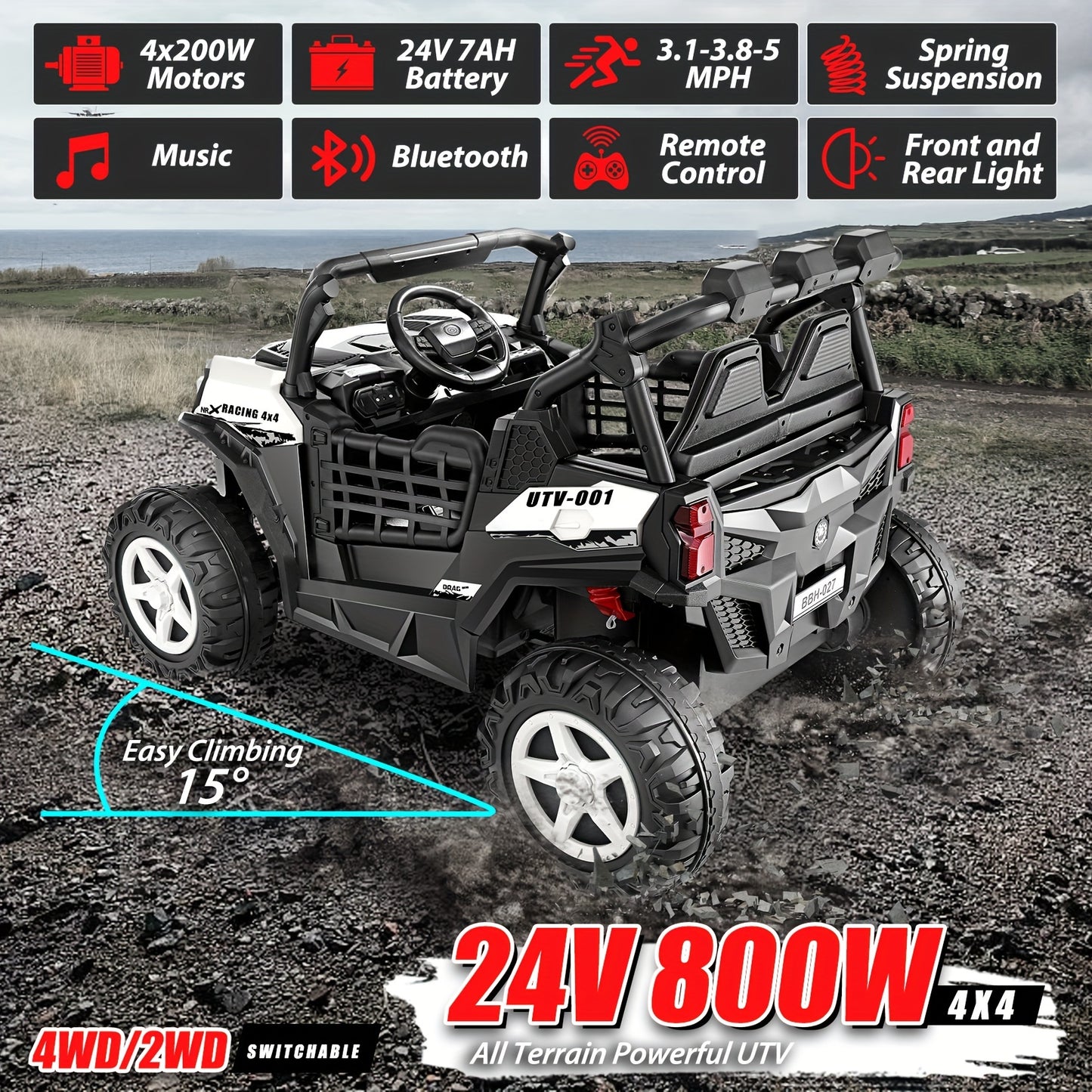 Lil Drivers 24V 4×200W Off-Road Buggy Ride-On Car w/ Remote | 2-Seater