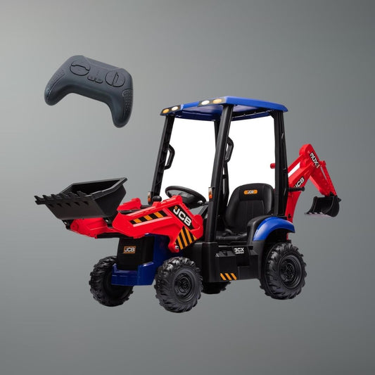4-in-1  12V Kids Ride-On Excavator with Remote Control | Front Loader Digger Horn Adjustable Seat