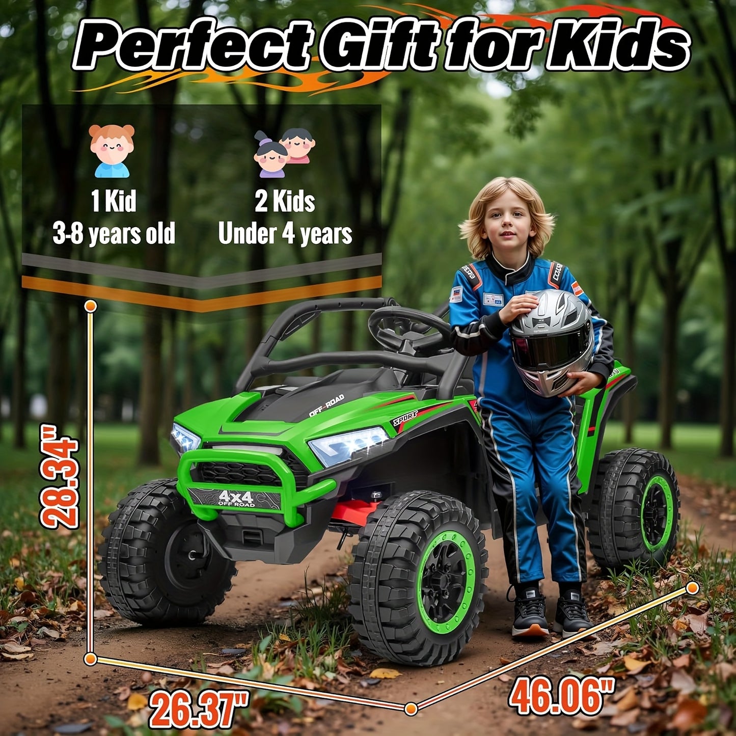 JOYRACER 24V 4WD UTV Ride-On Car w/ Remote & MP3 | 2-Seater