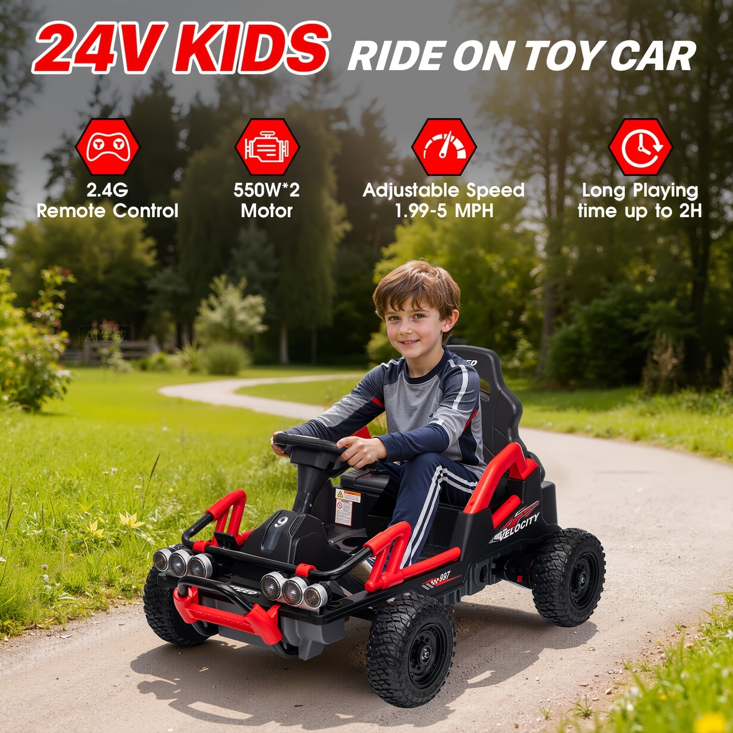 24V Electric Ride-On Car/ATV for Bigger Kids | Best for Outdoor Racing Fun for Children Aged 3 to 12 Years. (A Perfect Christmas Gift)