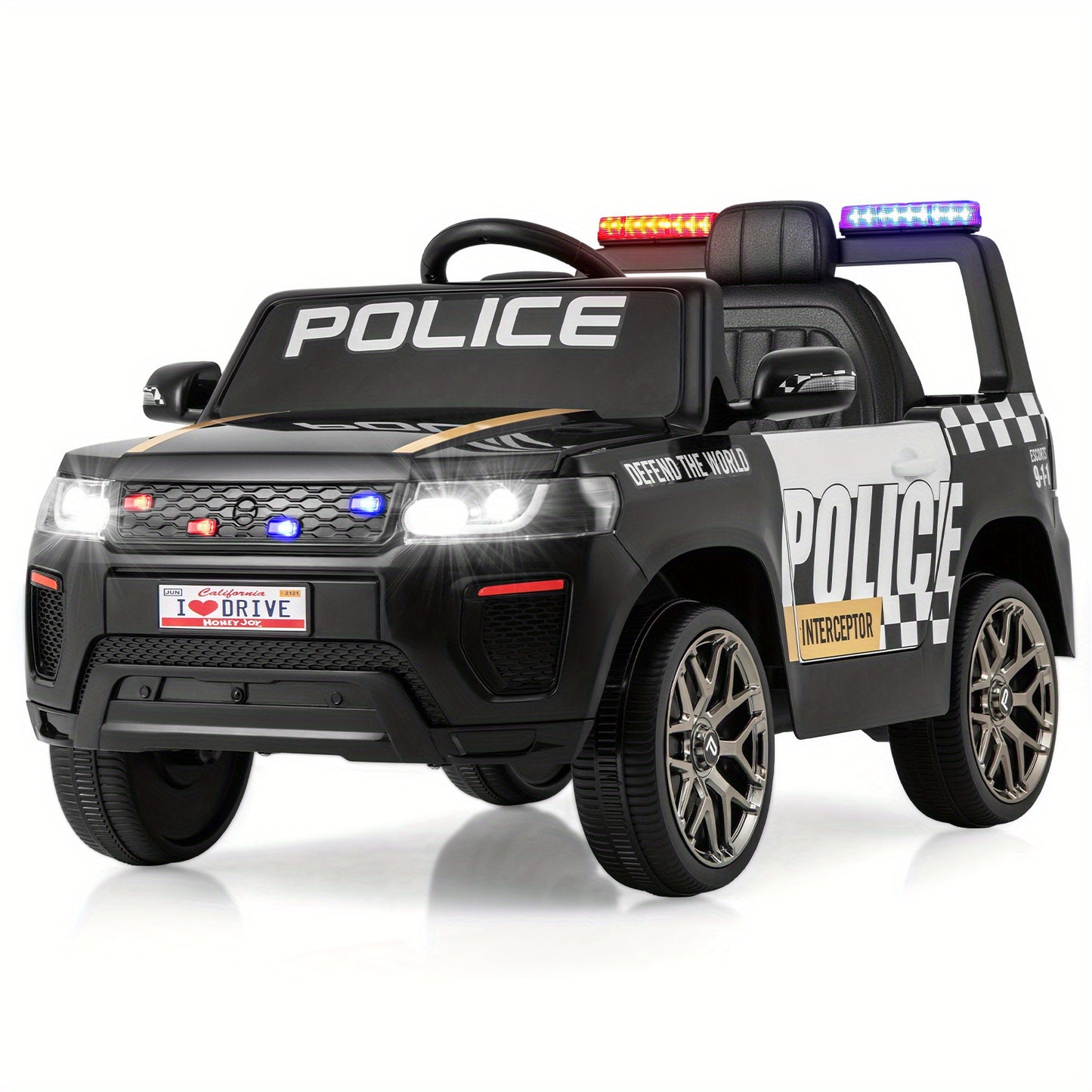 COSTWAY 12V Kids Police Ride-On Car w/ Remote & Siren | 1-Seater