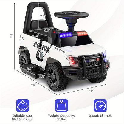 COSTWAY 6V Toddlers Police Ride-On Car( for Small Kids) - w/ Megaphone & Remote | 1-Seater