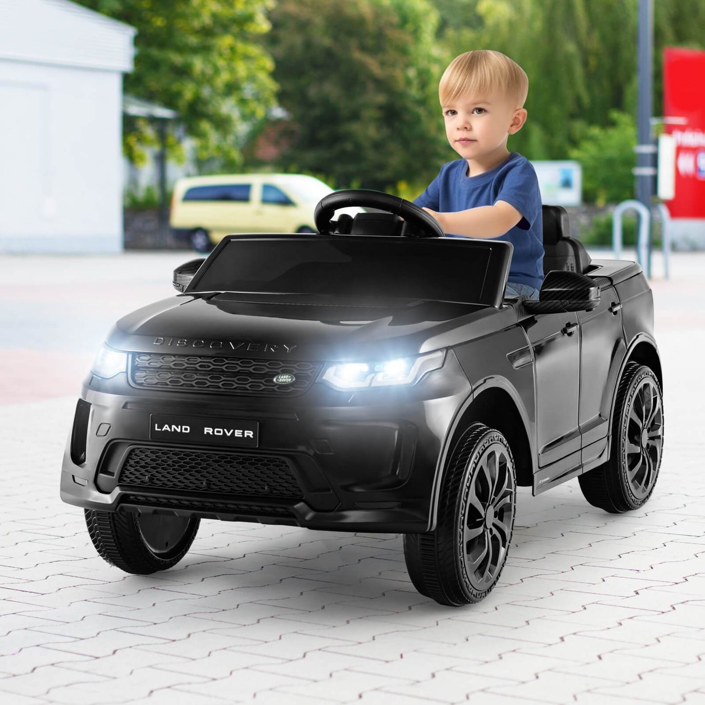 COSTWAY 12V Kids Ride On Car | Licensed Land Rover Electric Vehicle W/ Remote Control, Lockable Doors, Slow Start System, Light