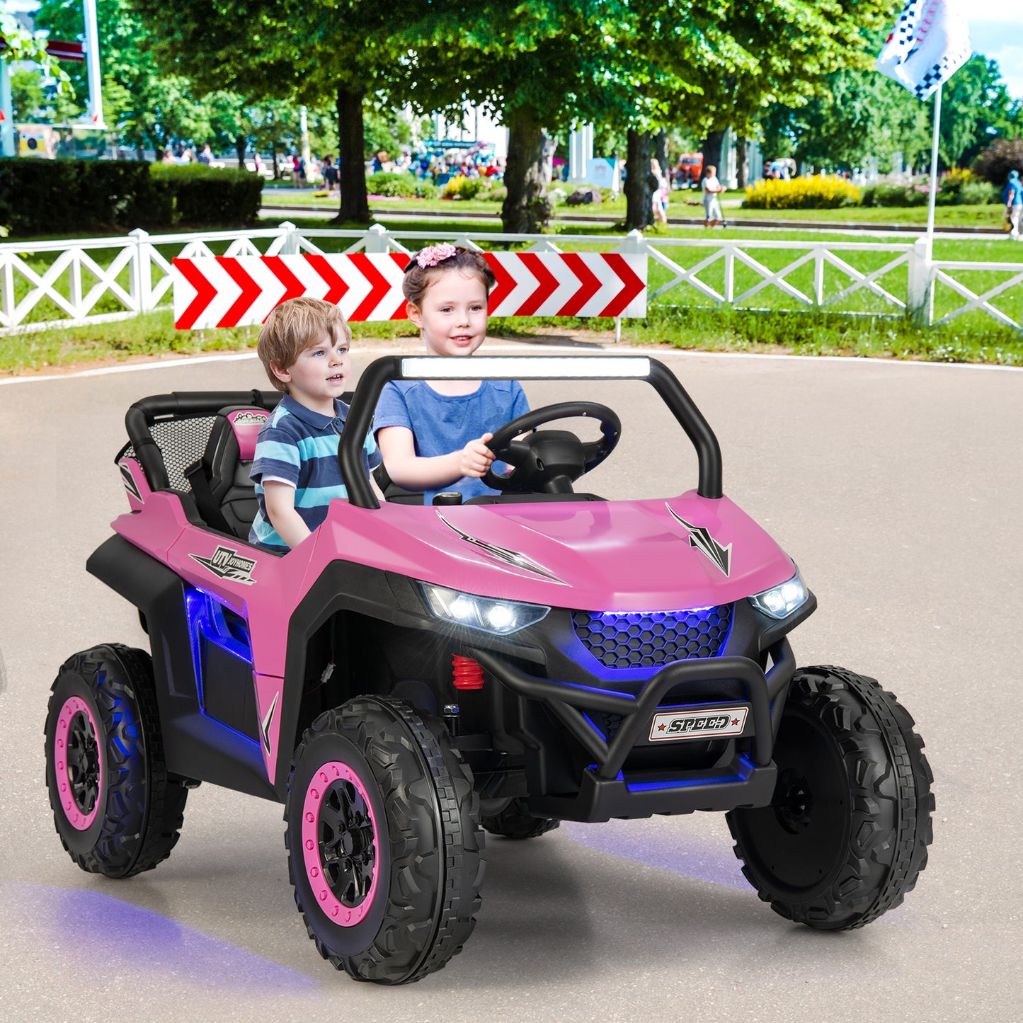 COSTWAY 12V 2-Seater UTV Ride-On Car w/ Remote & Music | Kids Toy