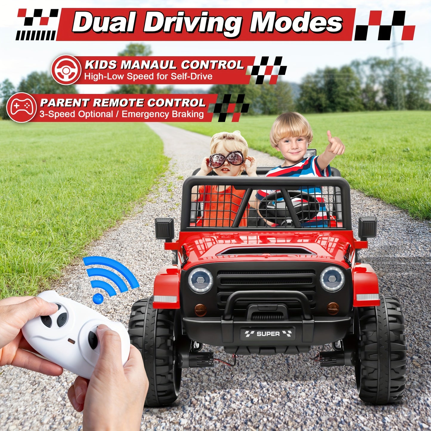 Lil Drivers 24V XL 4WD Ride-On Jeep w/ Remote & 20” Seat | 2-Seater