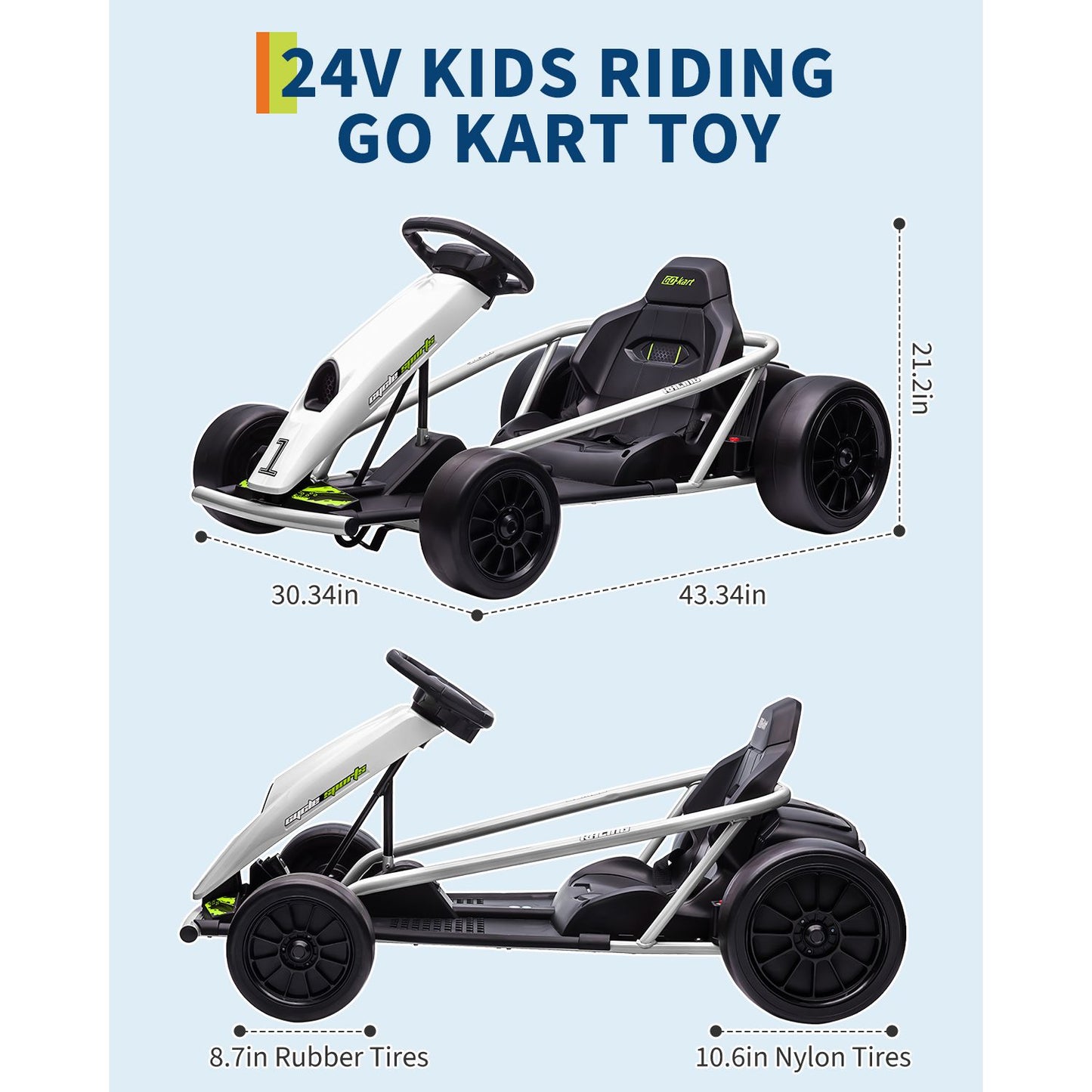 24V Kids/Teens Go-Kart | High-Speed Drifting Ride-On Car - Outdoor Ride for 6-14 Years