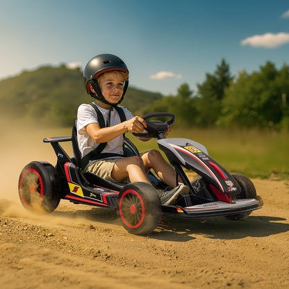 24V Electric Go Kart Drift Cart for Kids | All-Terrain Electric Ride-On Car for Boys/Girls Ages 4-14