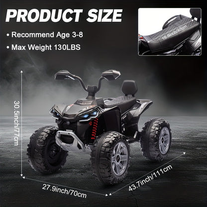 24V Kids Electric ATV for Kids | 4-Wheeler Drive ATV | Battery Powered Electric Vehicle for Kids | Music,Spring Suspension