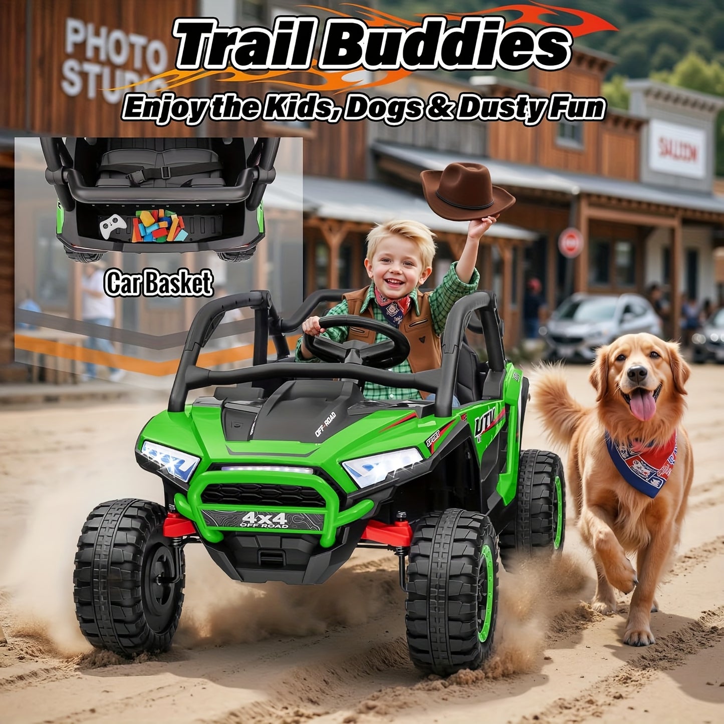 JOYRACER 24V 4WD UTV Ride-On Car w/ Remote & MP3 | 2-Seater