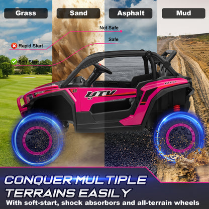 24V Ride On UTV - 4x4 Off-Road UTV  W/ 3-Speed Remote Control, 4WD