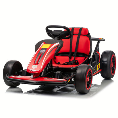 MUKIDY 24V Electric Drift Go Kart for Kids w/ Music & Safety Belt