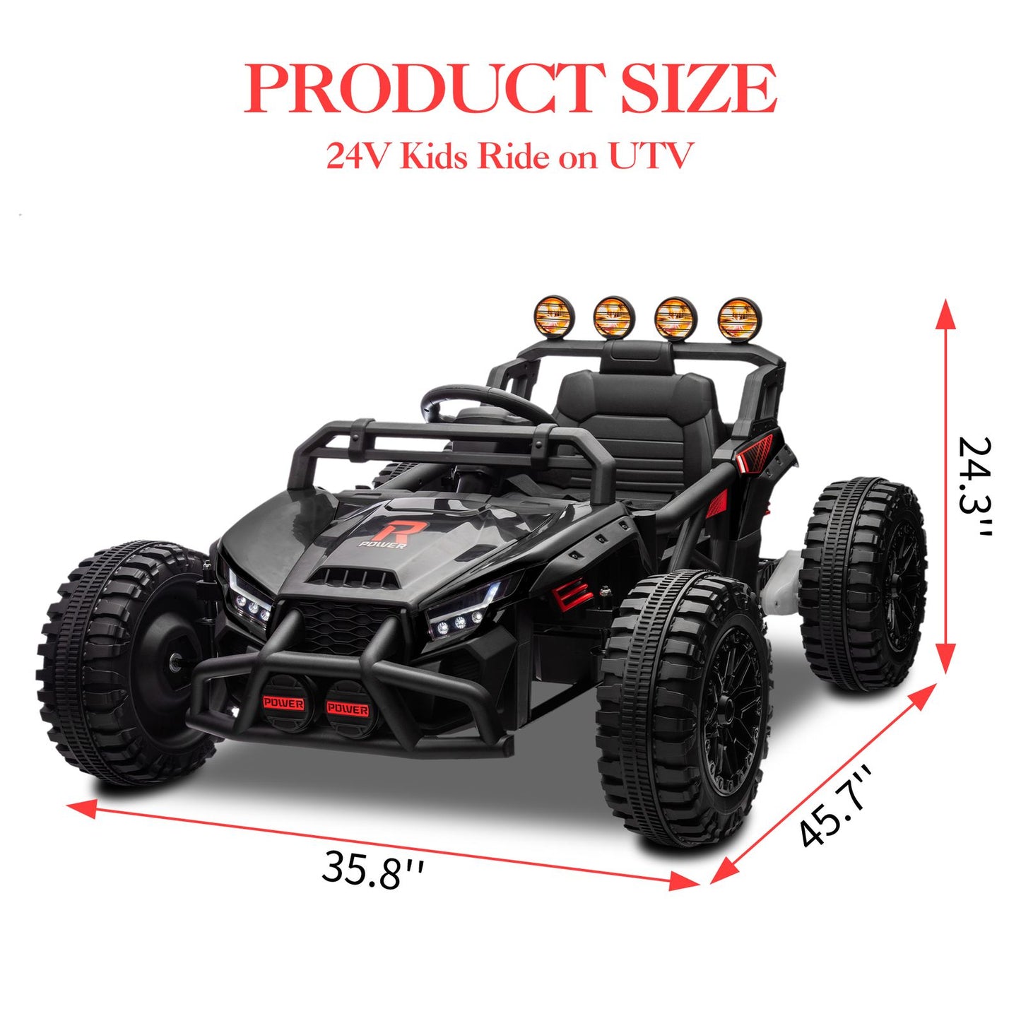 24V Electric UTV Ride-On Buggy for Big Kids( 5+ Years) - All-Terrain Kids UTV