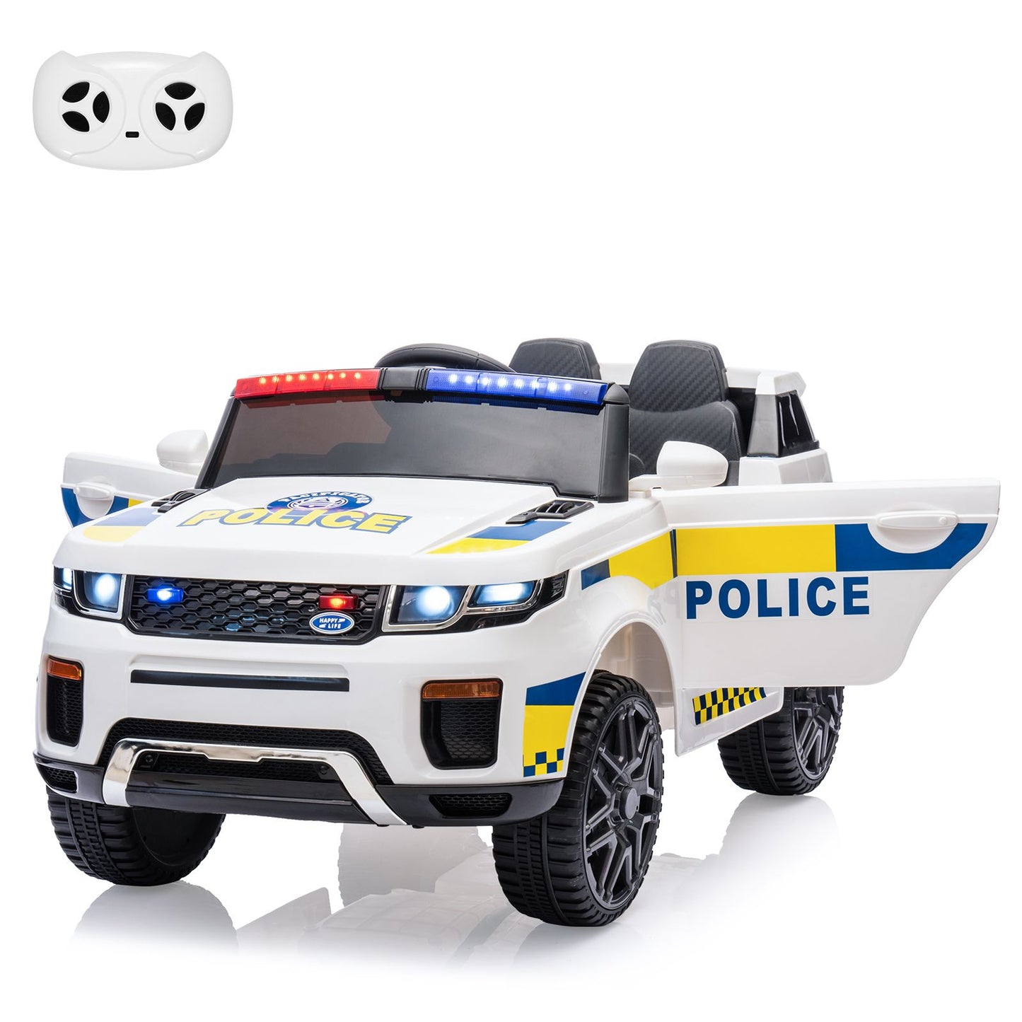 GAOMON 12V Kids Police Ride-On Truck w/ Remote, Lights & Music | 1-Seater