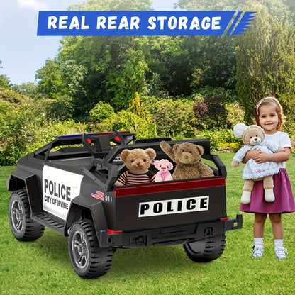 24V Kids Police Cyber Truck w/ Parent Remote, Siren & LED Lights | 2-Seater