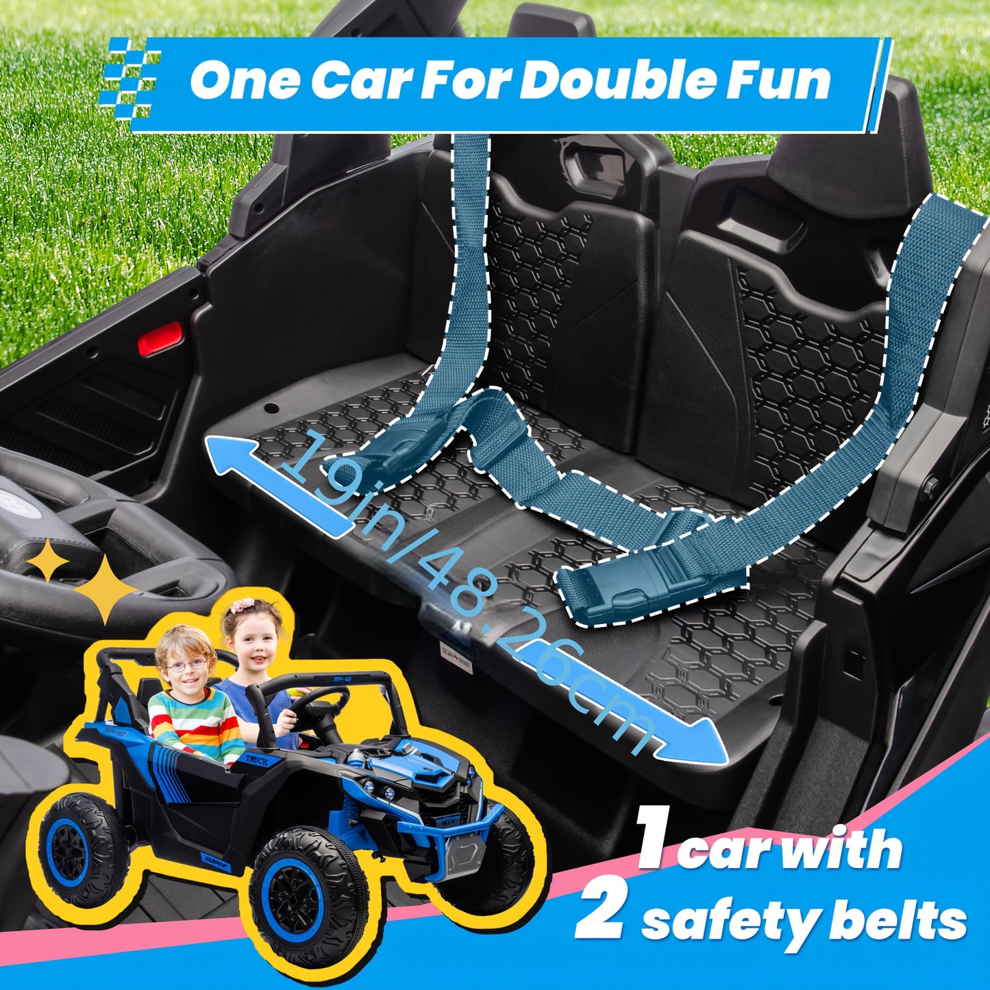 JOYRACER 24V 600W 4WD UTV Ride-On Car w/ Remote | 2-Seater