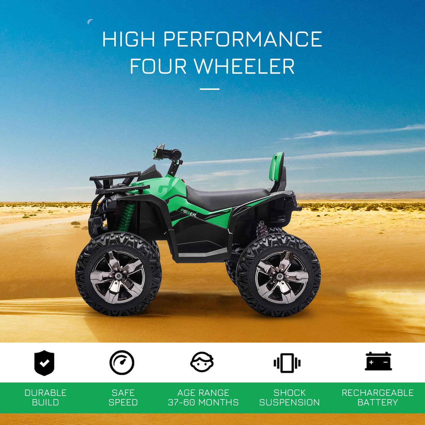 12V Kids Ride-On ATV Quad 4-Wheeler with Real Lights & Music | Kids Rider
