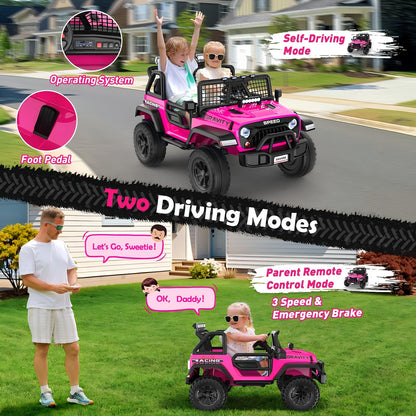 24V Jeep Off Ride On for Kids | 2-Seater Ride-On Toy 3-Speed | Best Christmas Gift for Boys